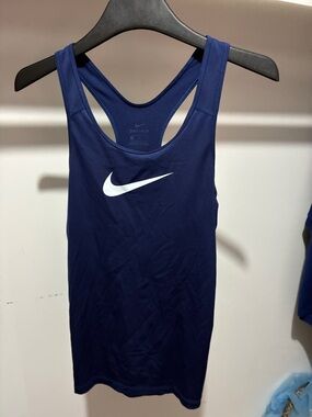 Nike Navy Blue Racerback Tank with White Swoosh